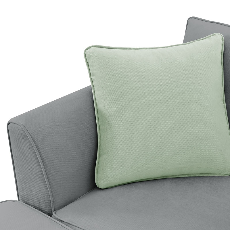 112" Modern Upholstered Sectional Sofa with Ottoman and 3 Pillows
