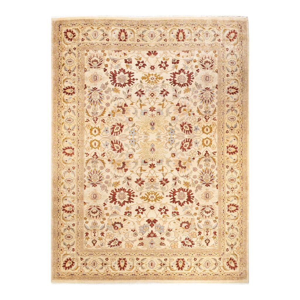 Overton Mogul One-of-a-Kind Hand-Knotted Area Rug - Ivory, 9' 1" x 12' 1" - 9' 1" x 12' 1"