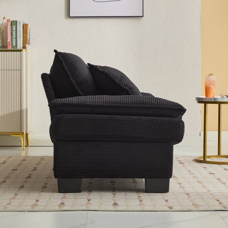 Durable 2-Seater Corduroy Couch with Broad Plastic Legs & Spacious 23-inch Seat