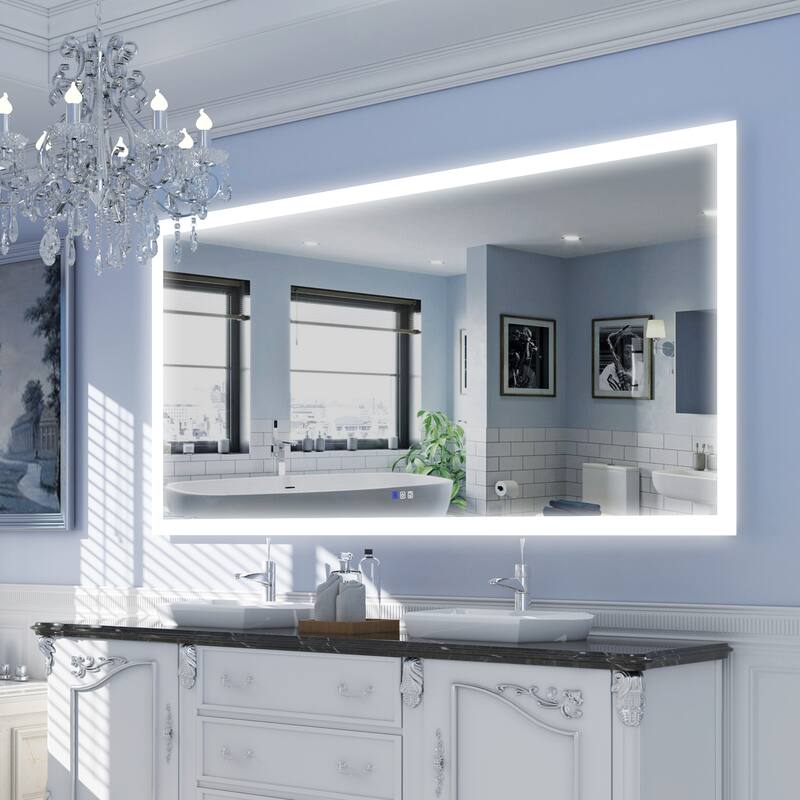 Bathroom Wall Mounted Frameless LED Mirror Super Bright Light With Anti-Fog (Horizontal/Vertical)