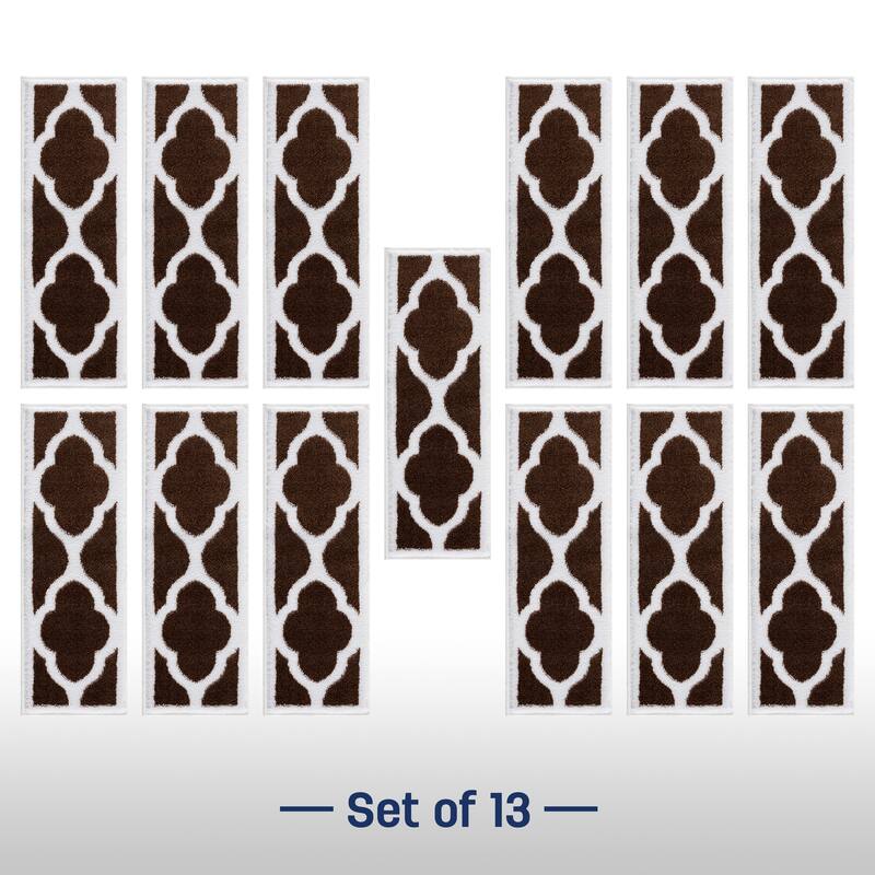Beverly Rug Stair Treads Carpet Non Slip, Stair Carpet Treads for Wood Stairs Indoor, Trellis, 9''x28''