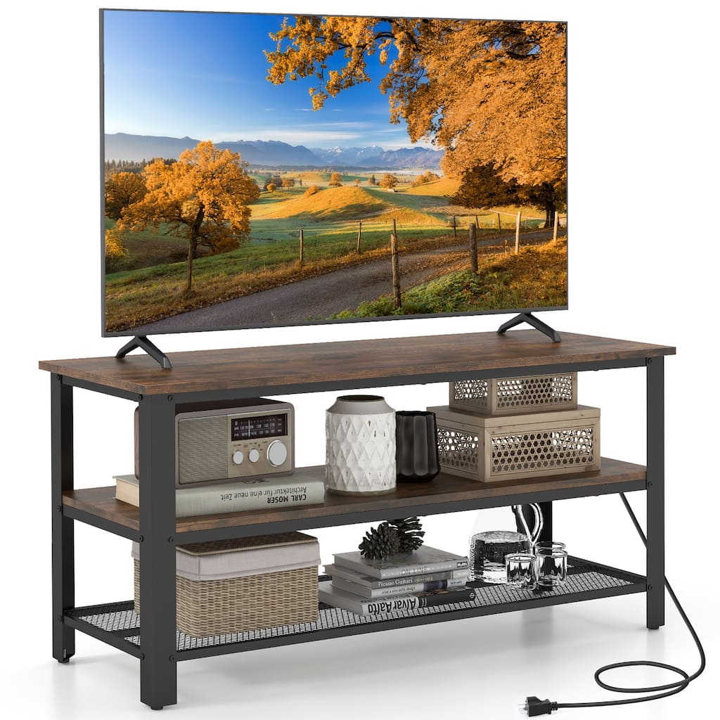 Gymax 3-tier TV Stand for TVs up to 50 Inches w/ Power Outlets USB