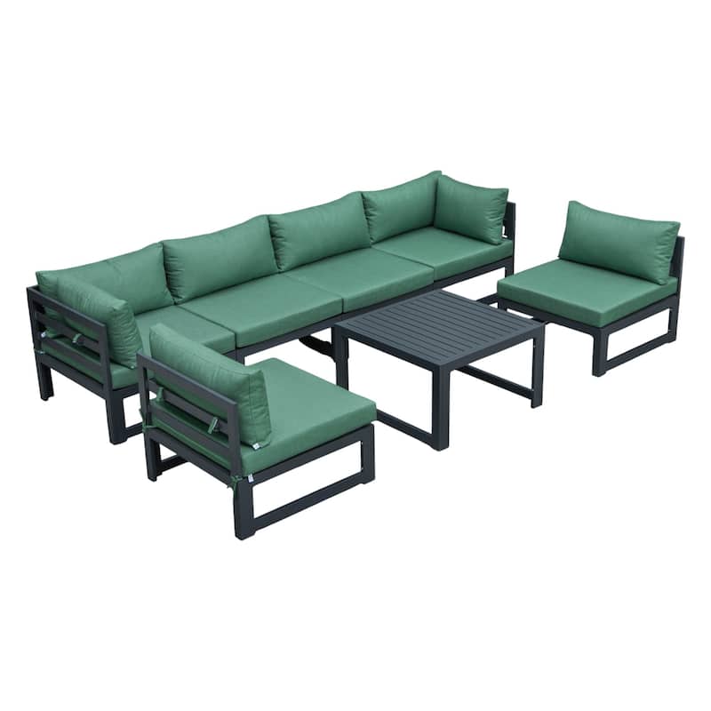Chelsea Sofa Set 7-piece Modern Powder-Coated Aluminum Metal Frame Outdoor Sectional Patio Seating with Washable Cushions