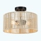 preview thumbnail 9 of 11, Dorn 2-Light Woven Rope Drum Semi-Flush Mount Ceiling Light - 14"W