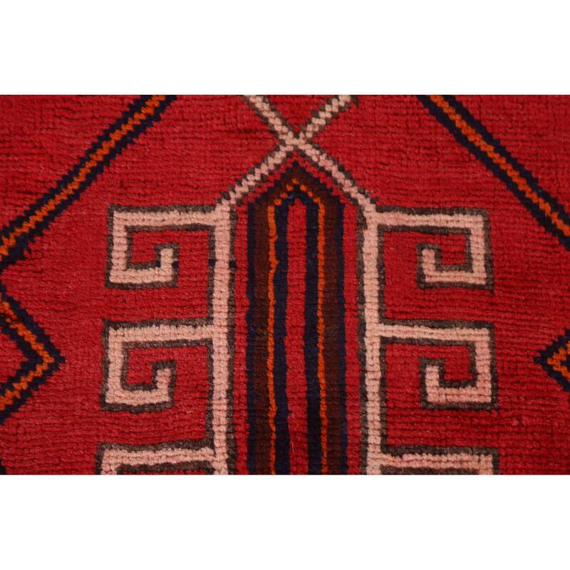 Hand Knotted Oriental 100% Wool Carpet Traditional Geometric Red Lori Area Rug - 8' 4'' X 4' 3''