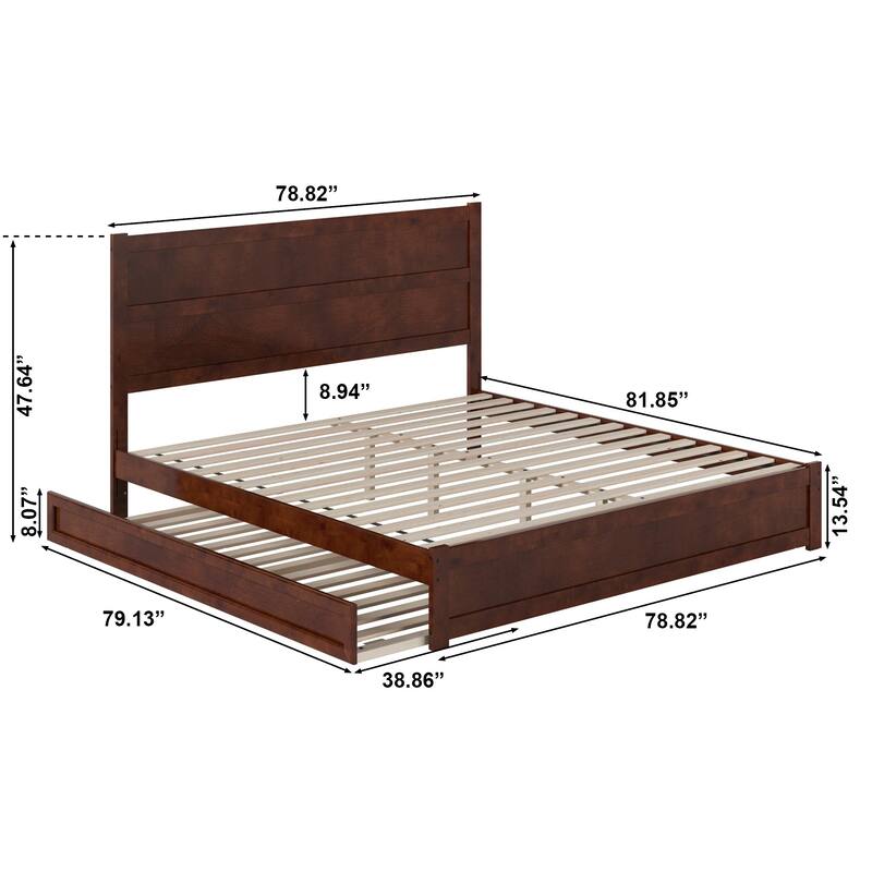 Aveline Wood Platform Bed with Matching Footboard & Trundle