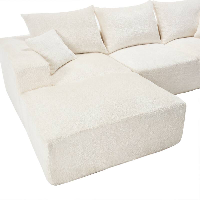 Floor Standing Chaise Lounge Couch L-shape Sectional Sofa with Ottoman