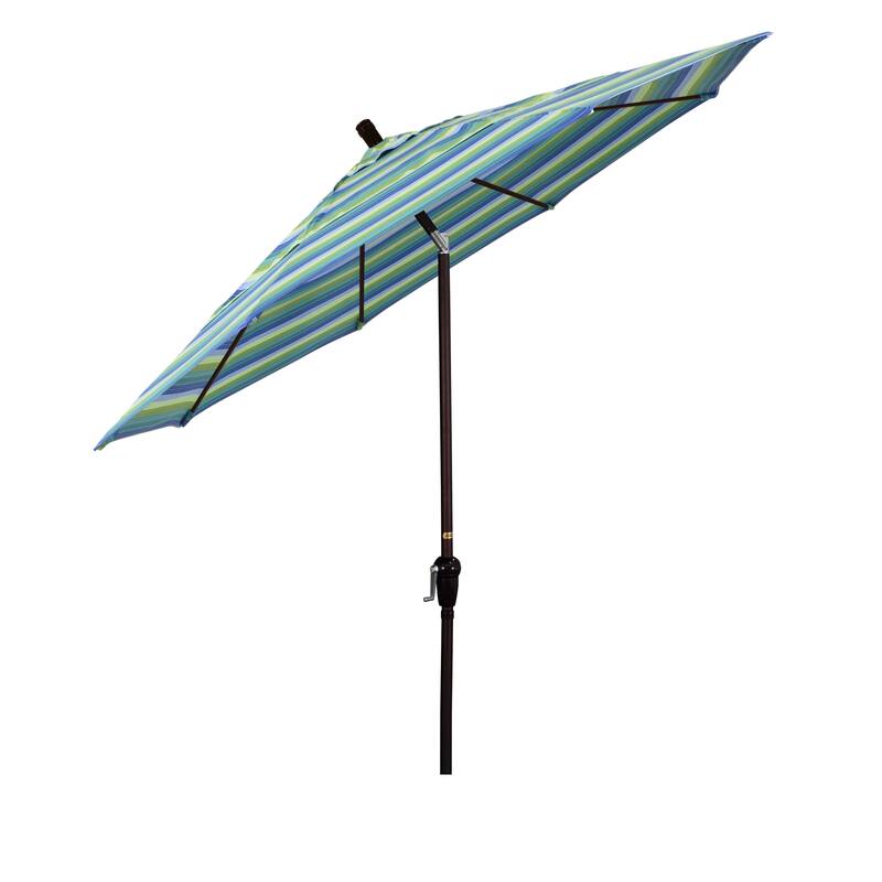 California Umbrella 11' Rd Sunset Series Patio Umbrella Bronze Aluminum Frame Crank Lift Auto Tilt Sunbrella
