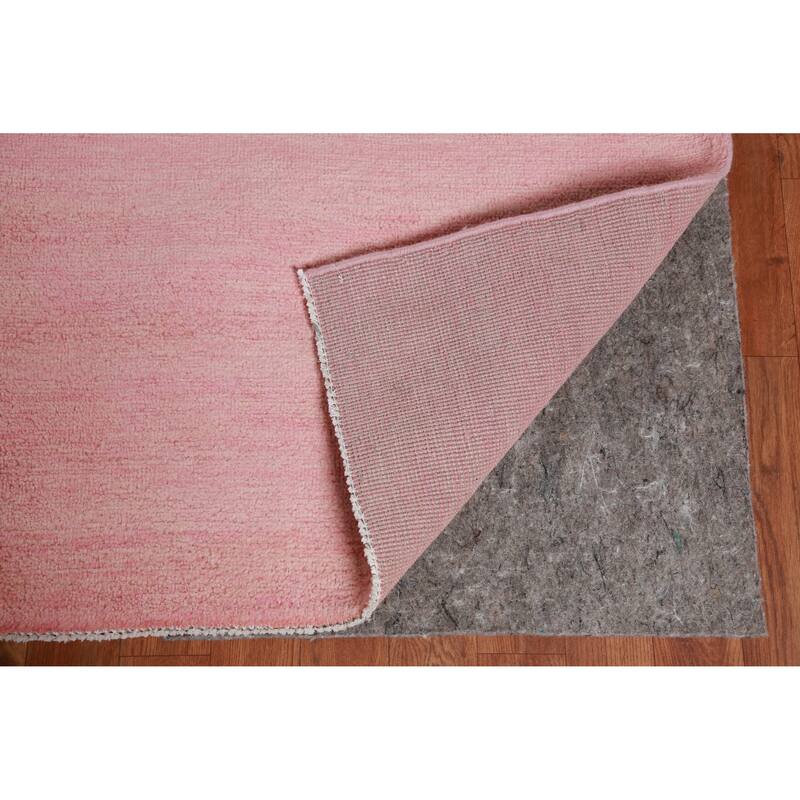 Hand Knotted Oriental 100% Wool Carpet Modern Solid Pink Gabbeh Area Rug - 12' 5'' X 9' 0''