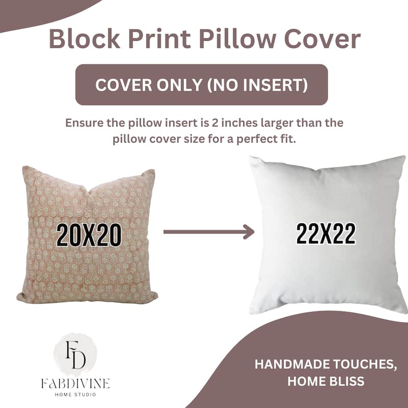 Fabdivine 12x20 Handmade Pure Linen Cushion Cover Floral Mustard Ideal for Sofa, Floral Block Print, Accent Décor, Bagru Buti