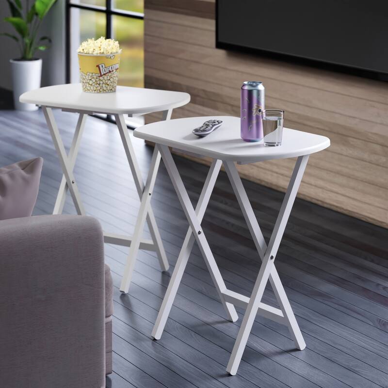 Corbett Oversized Snack Table set of 2 White Finish