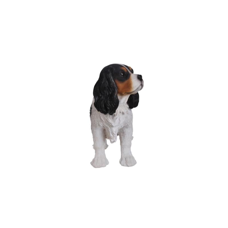 Standing King Charles Spaniel Outdoor Garden Statue - 16.5"