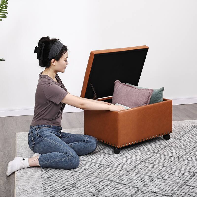 Adeco High End, Classy, Tufted Storage Bench, Ottoman Footstool