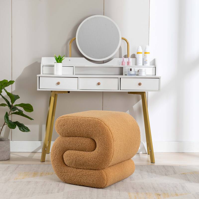 S-shape Ottoman Makeup Stool Footstool （Teddy/Velvet）