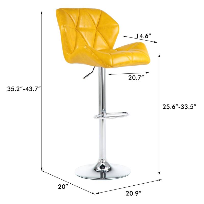 Bar Stools Adjustable Faux Leather Upholstered Counter Height Stools Set of 2