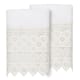 Authentic Hotel and Spa 100% Turkish Cotton Aiden 2PC White Lace Embellished Washcloth Set - White