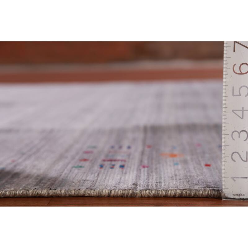 Hand Knotted Oriental 100% Wool Carpet Tribal Tribal Greys & Charcoal Gabbeh Area Rug - 9' 11'' X 7' 9''