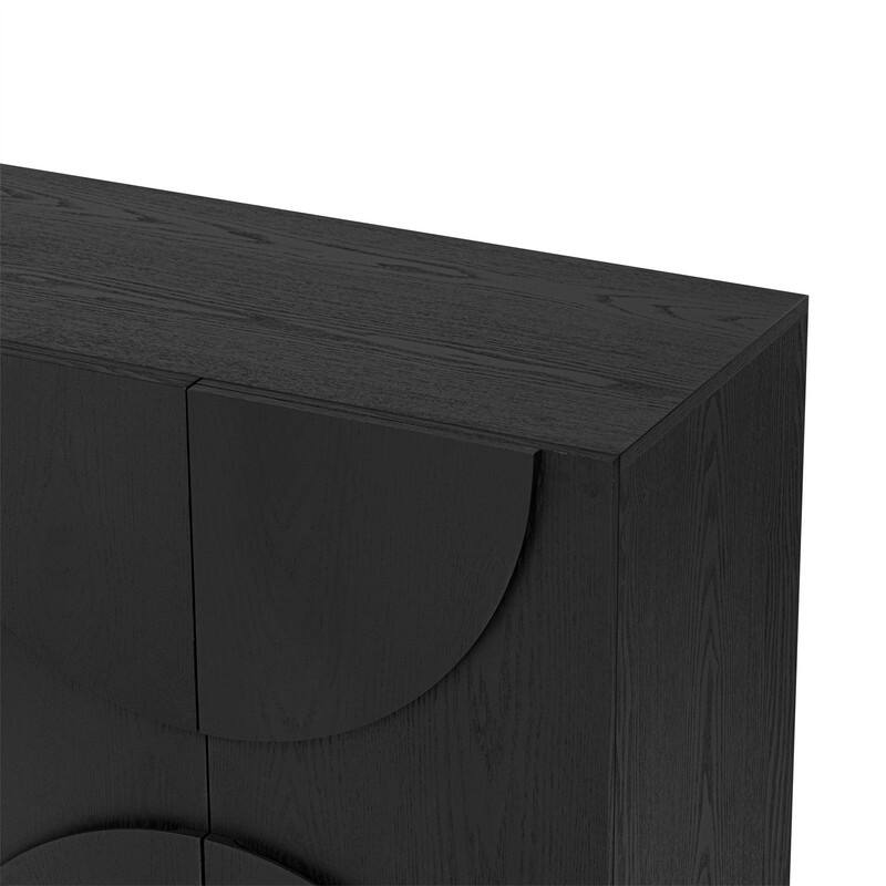 4-Door Sideboard with Adjustable Shelves, Buffet Cabinet with Semi-Circular Handles for Dining Room, Kitchen, and Living Room