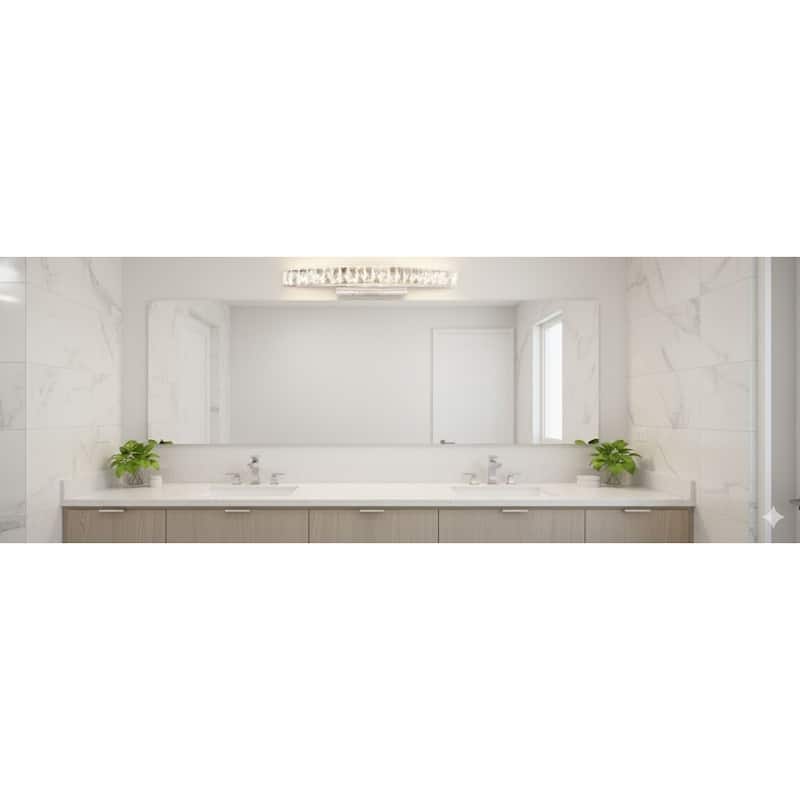 LED Chrome Wall Sconce With Clear Crystal Accents