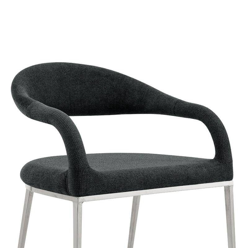 Metal Dining Armchairs with Polyester Upholstery Open Back, Set of 2 - 22” x 21” x 30” (D x W x H)