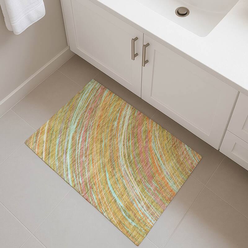 Premium Washable Super Soft Contemporary Horizon Mayfield Rug - Gold - 1'8" x 2'6"