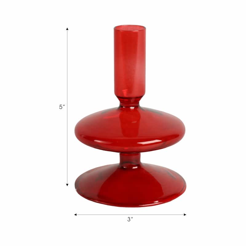 Sculptural Glass Candle Holder with Rounded Accent Base - Modern Tabletop Candle Holder for Any Room