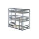 preview thumbnail 16 of 56, Rubber Wood Detachable Triple Twin Bunk Bed with Two Built-in Ladders,Guardrails,Kids and Baby