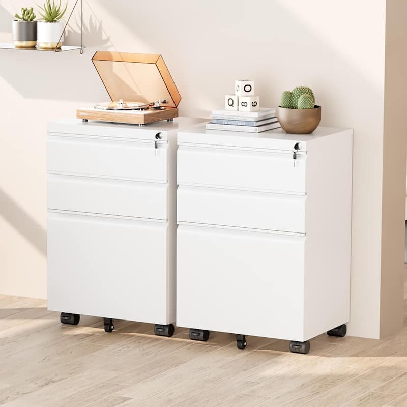 3 Drawer Metal File Cabinet, Mobile or Vertical Office Filling Cabinet