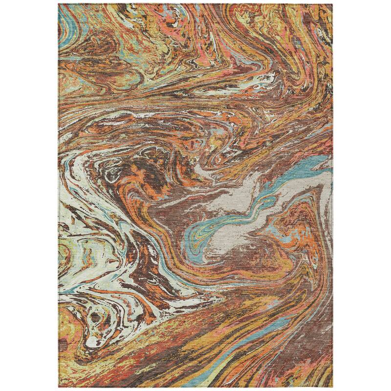 HomeRoots Abstract Transitional Rectangle Outdoor Rug