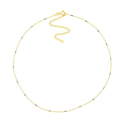 Curata 14k Two-tone Gold 0.95mm Saturn Choker Necklace (Spring Ring)