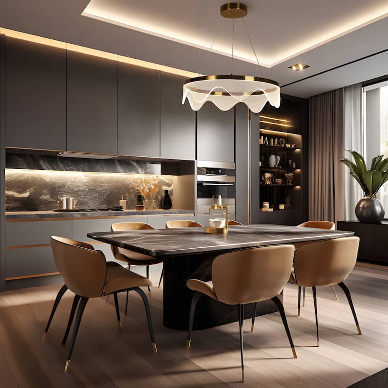 Fay Modern Gold LED Chandelier Drum Ceiling Lights for Dining Room Bedroom - D 23.6" x H 6"