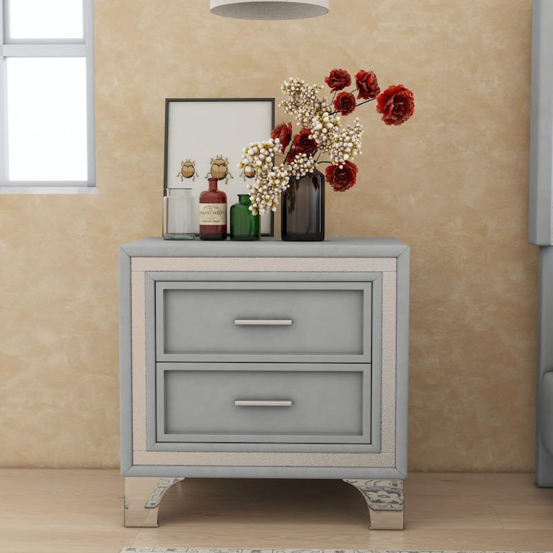 Velvet nightstand - Grey