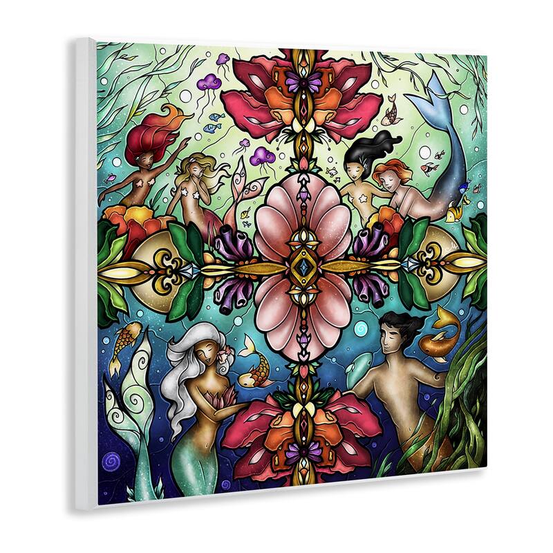 Stupell Detailed Stain Glass Style Mermaids Wall Plaque Art Design By Mandie Manzano
