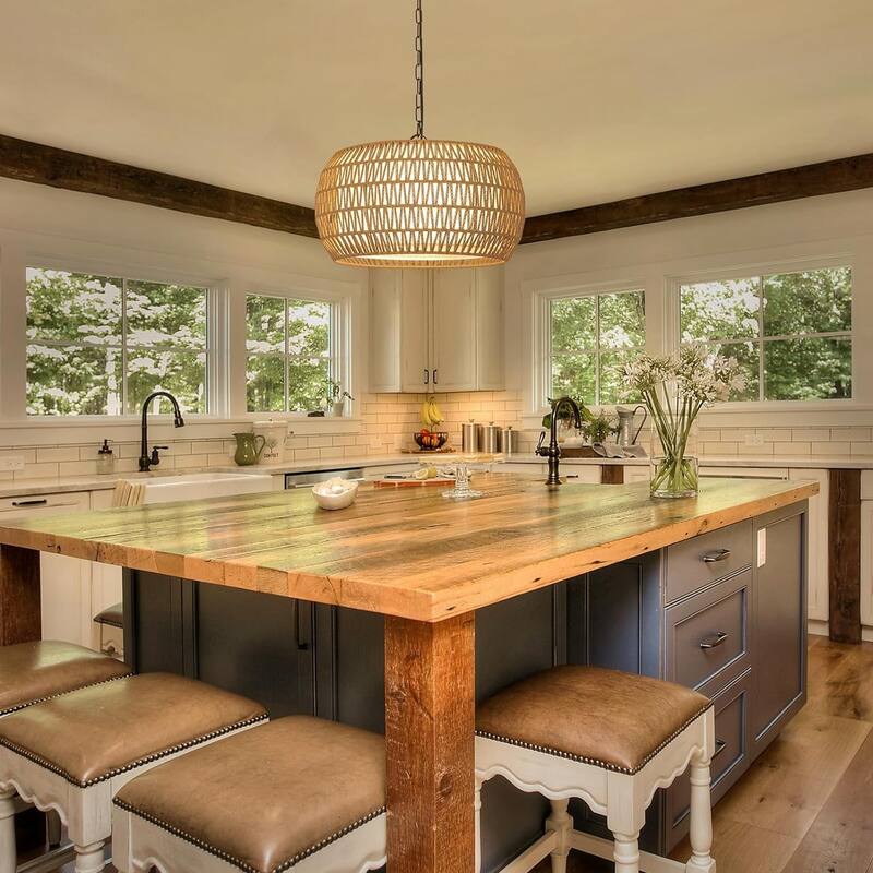 Rattan Farmhouse Chandelier Light Fixtures