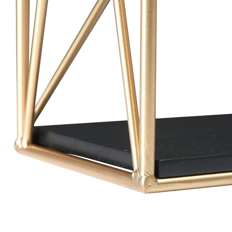 Wood and Iron Rectangle Wall Shelf