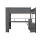 preview thumbnail 10 of 24, Wood Twin/Full Size Gaming Loft Bed with Bulit-in Desk and Multi-storage Shelves, Kids Loft Bedframe with LED & Charging Station