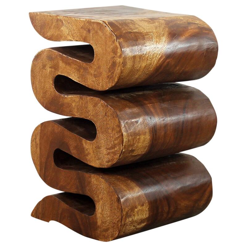 Haussmann® Wood Wave Verve Accent Snake Table 12x14x20 in H Walnut Oil - 12 x 14 x 20