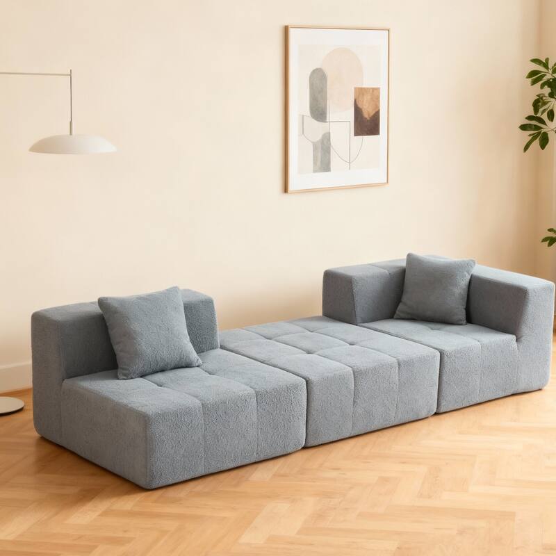 Modern Modular Sectional Sofa, Armless Floor Couch with Removable Back Cushions for Apartment and Living Room