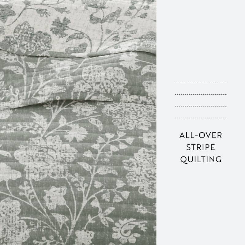 Becky Cameron All Season 3 Piece Textured Floral Reversible Quilt Set