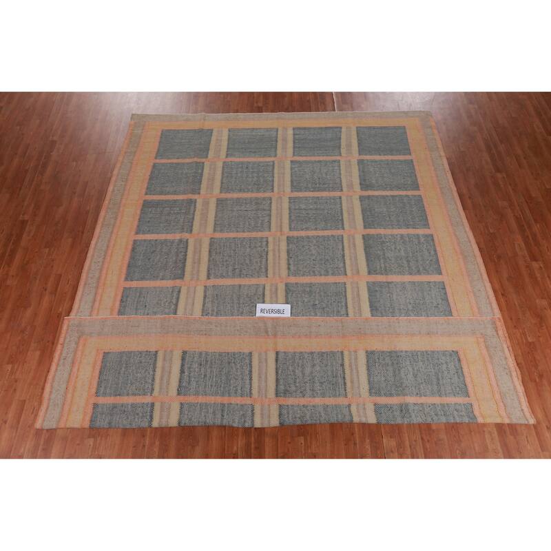 Hand Woven Oriental 100% Jute Carpet Southwestern Modern Multi-Colored Kilim Area Rug - 12' 10'' X 10' 6''