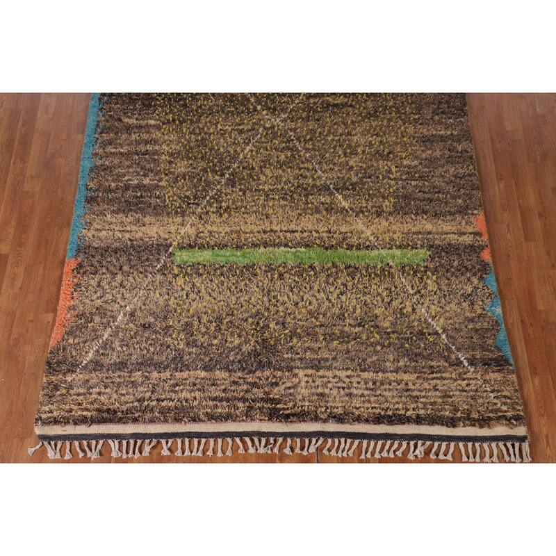 Abstract Moroccan Oriental Area Rug Hand-Knotted Wool Carpet - 6'6" x 10'8"