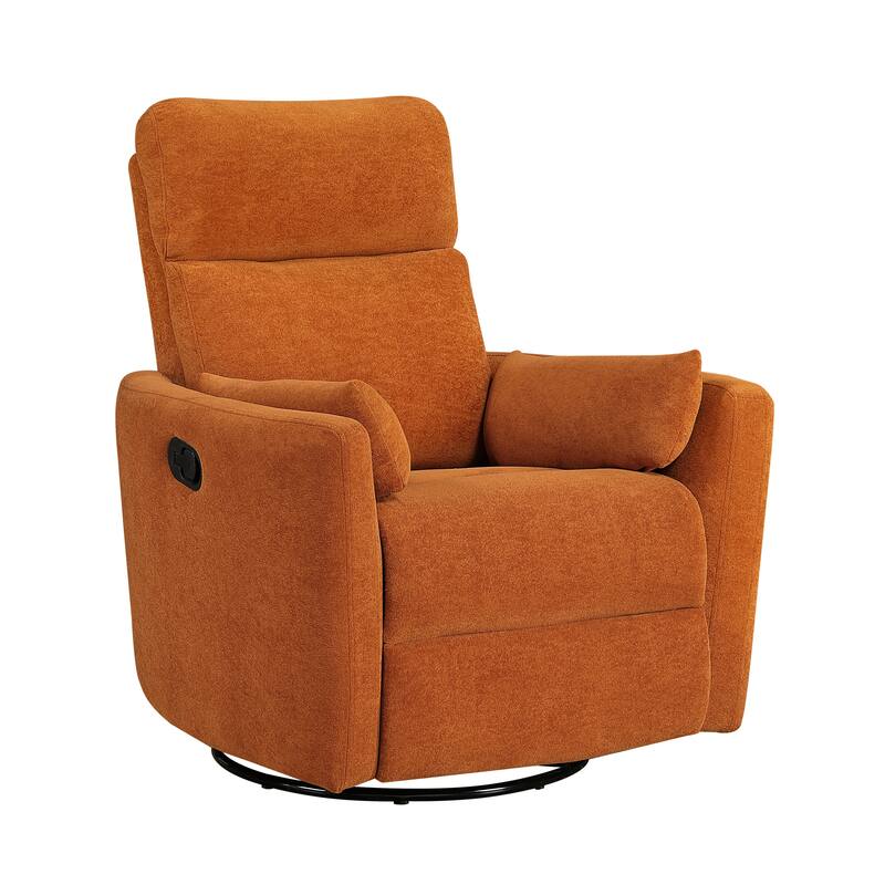 Fremont & Park Lennon 35" Microfiber Manual Swivel Glider Recliner - Removable Back - Orange