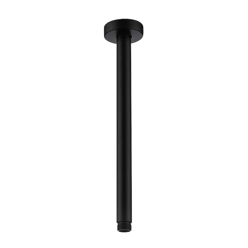 12 in. Round Ceiling Mount Standard Shower Arm and Flange - Matte Black