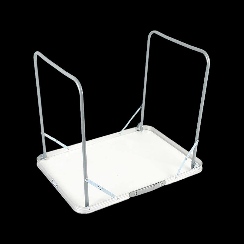 White Portable Folding Table with Metal Edge Reinforcement for Camping and Outdoors Dining - 27.56"L × 19.69"W × 23.62"H