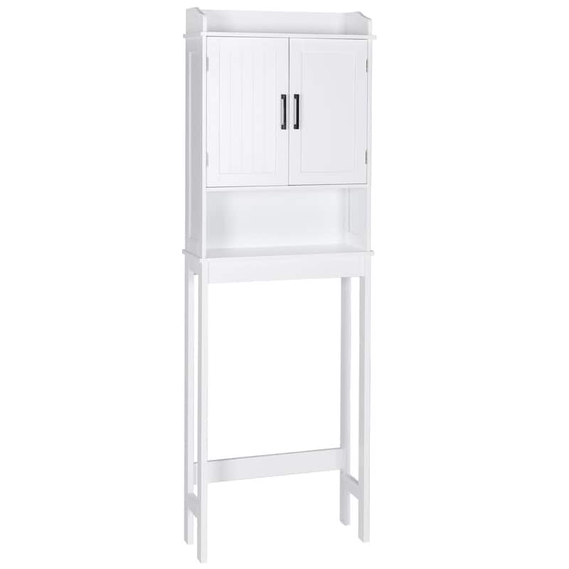 VEIKOUS Bathroom Over The Toilet Storage Cabinet Organizer With Doors and Shelves - White