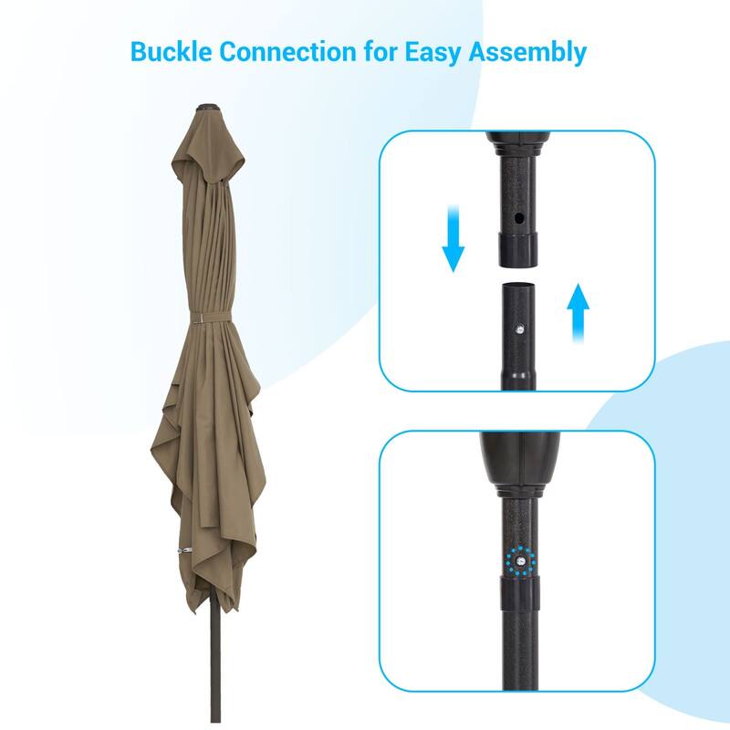 Bonosuki 10x6.5ft Rectangular Aluminum Patio Market Umbrella