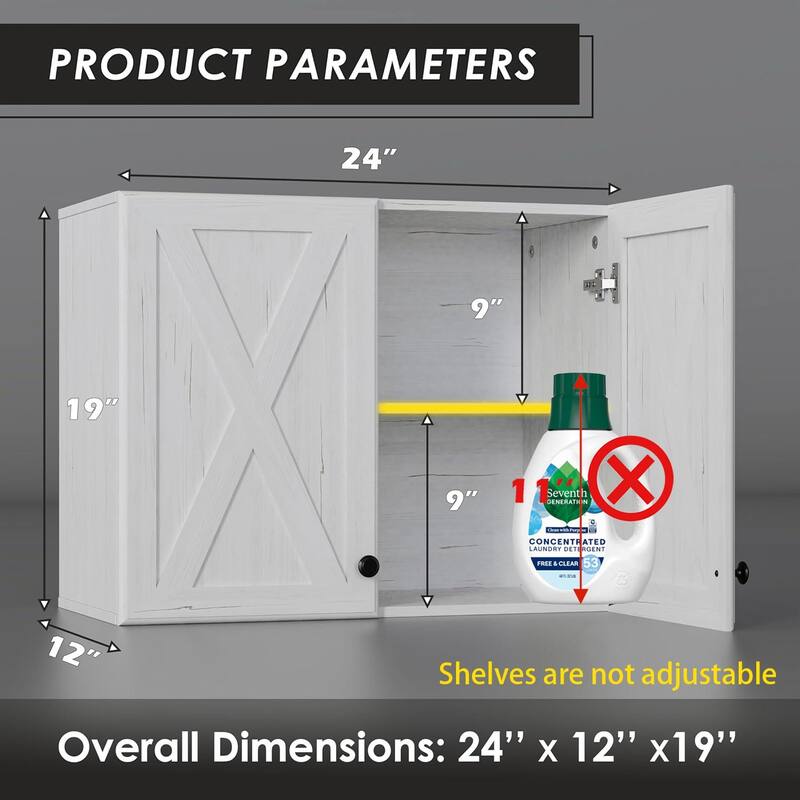 Farmhouse Wall-Mounted Storage Cabinet for Kitchen or Laundry