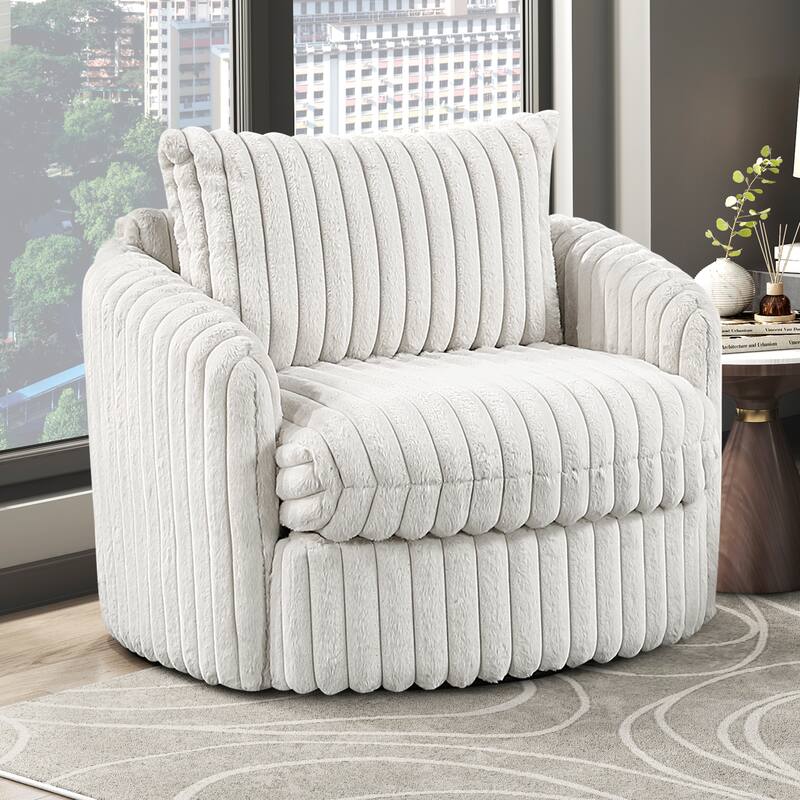 Genor 38.5" Corduroy Fabric Swivel Chair - 360-Degree Swivel
