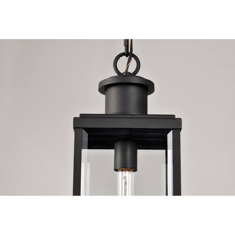 Luca Hanging Pendant Sand Black Finish Clear Beveled Glass