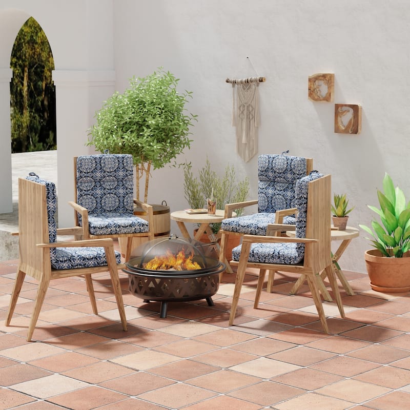 22" x 44" Outdoor Chair Cushion with Ties and Loop - 44'' L x 22'' W x 4'' H - Dresden Midnight